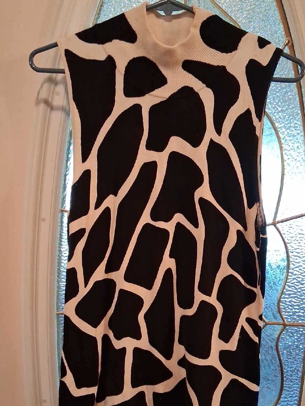 INC International Concepts Black and White Sleeveless Knit Midi Dress